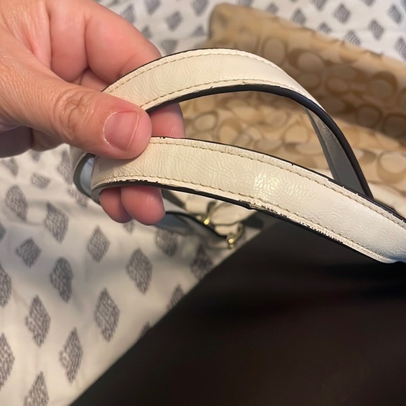 Authentic Coach Signature Devin Shoulder Bag Purse Light Khaki/Ivory - Picture 2 of 11